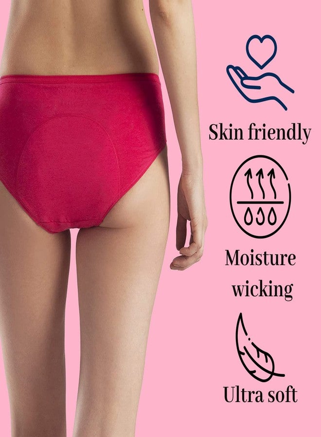 Lavos Women's Period Panty Hipster Leak Proof Underwear for Low Flow, Reusable Odor & Stain Free Bamboo Cotton Anti-Bacterial Menstrual Periods Panties for Women (F.Pink/F.Pink-S) - Image 4